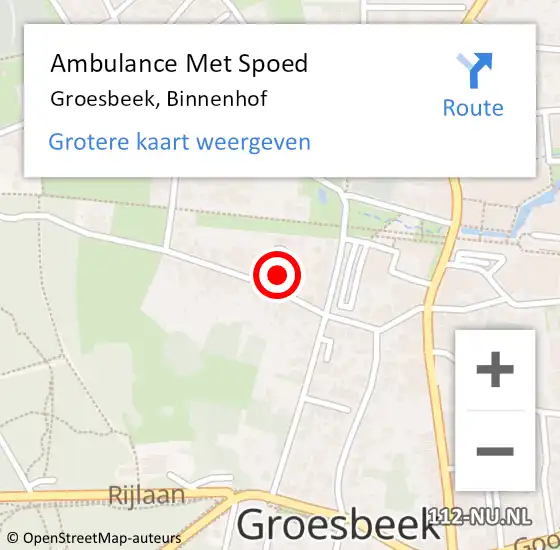 Locatie op kaart van de 112 melding: Ambulance Met Spoed Naar Groesbeek, Binnenhof op 18 mei 2019 15:56