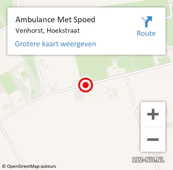 Locatie op kaart van de 112 melding: Ambulance Met Spoed Naar Venhorst, Hoekstraat op 18 mei 2019 15:58