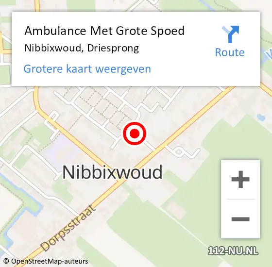 Locatie op kaart van de 112 melding: Ambulance Met Grote Spoed Naar Nibbixwoud, Driesprong op 18 mei 2019 16:15