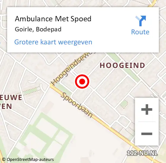 Locatie op kaart van de 112 melding: Ambulance Met Spoed Naar Goirle, Bodepad op 18 mei 2019 16:31