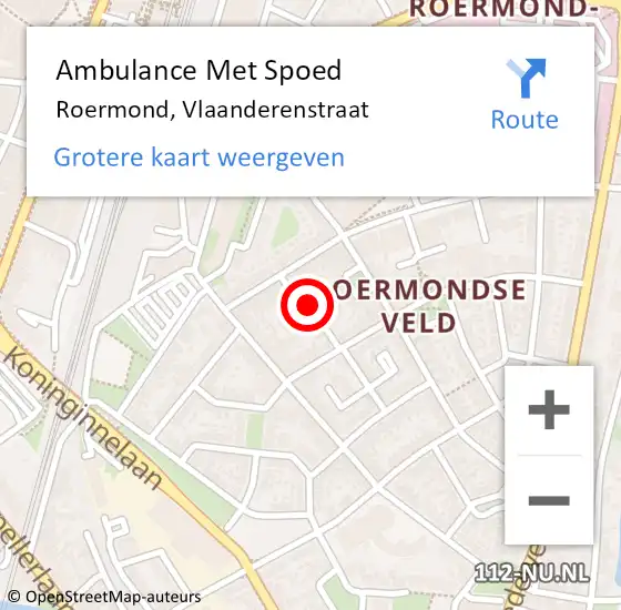 Locatie op kaart van de 112 melding: Ambulance Met Spoed Naar Roermond, Vlaanderenstraat op 18 mei 2019 16:39