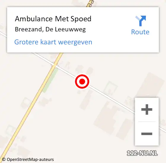 Locatie op kaart van de 112 melding: Ambulance Met Spoed Naar Breezand, De Leeuwweg op 18 mei 2019 18:00