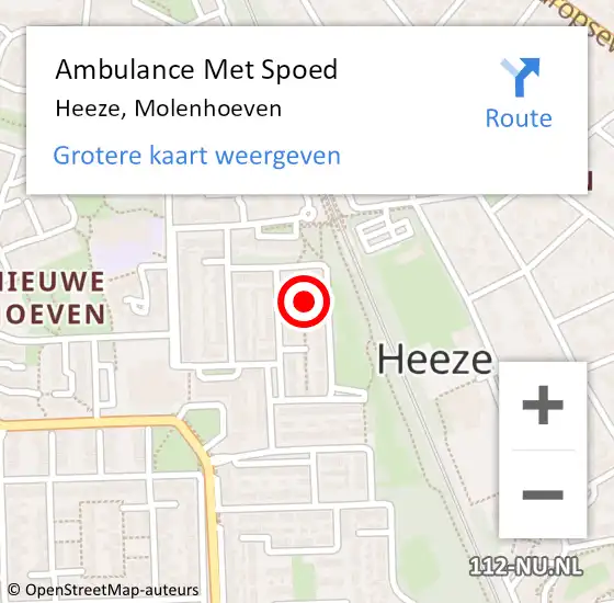 Locatie op kaart van de 112 melding: Ambulance Met Spoed Naar Heeze, Molenhoeven op 18 mei 2019 18:51