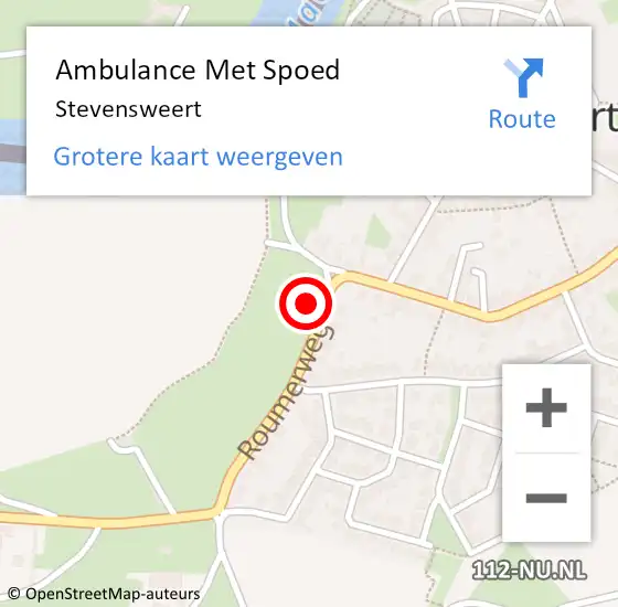 Locatie op kaart van de 112 melding: Ambulance Met Spoed Naar Stevensweert op 18 mei 2019 18:53