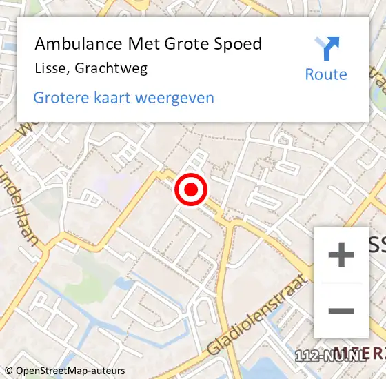 Locatie op kaart van de 112 melding: Ambulance Met Grote Spoed Naar Lisse, Grachtweg op 18 mei 2019 19:03