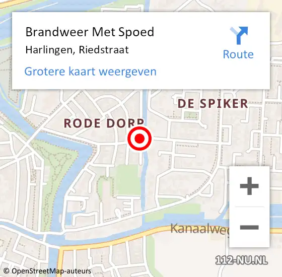 Locatie op kaart van de 112 melding: Brandweer Met Spoed Naar Harlingen, Riedstraat op 18 mei 2019 19:08