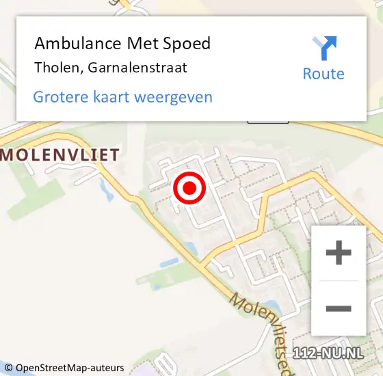 Locatie op kaart van de 112 melding: Ambulance Met Spoed Naar Tholen, Garnalenstraat op 18 mei 2019 19:15