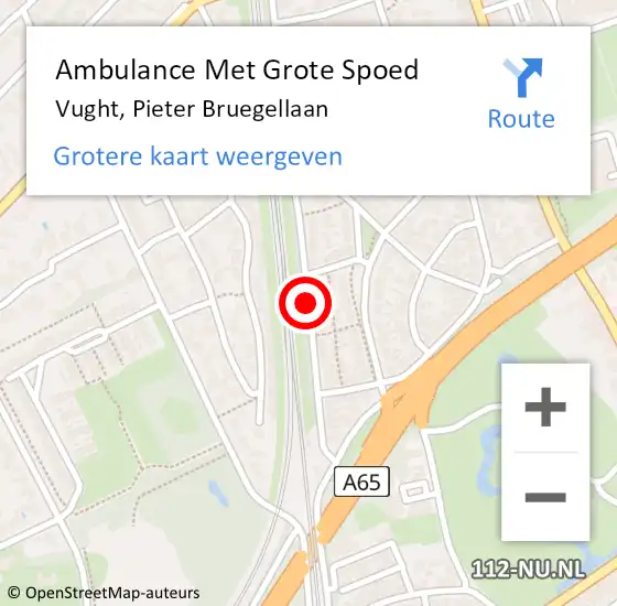 Locatie op kaart van de 112 melding: Ambulance Met Grote Spoed Naar Vught, Pieter Bruegellaan op 18 mei 2019 20:20