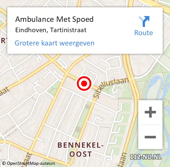 Locatie op kaart van de 112 melding: Ambulance Met Spoed Naar Eindhoven, Tartinistraat op 18 mei 2019 20:45