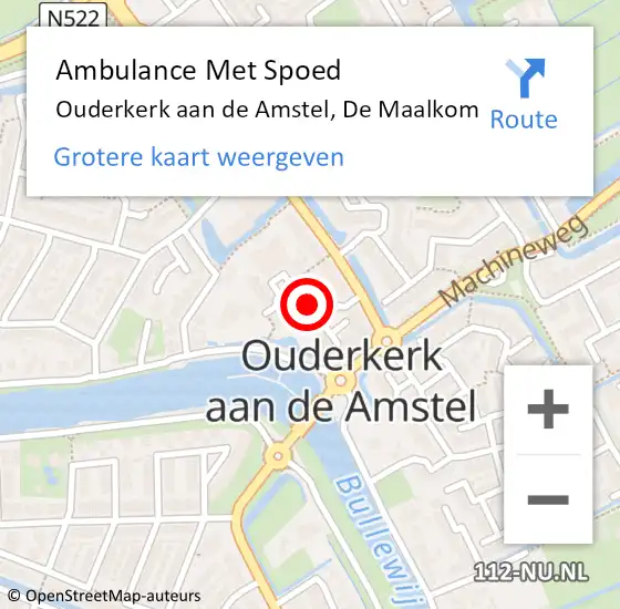 Locatie op kaart van de 112 melding: Ambulance Met Spoed Naar Ouderkerk aan de Amstel, De Maalkom op 18 mei 2019 20:54