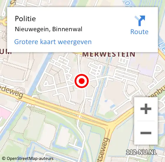 Locatie op kaart van de 112 melding: Politie Nieuwegein, Binnenwal op 18 mei 2019 22:02