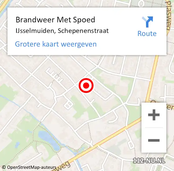 Locatie op kaart van de 112 melding: Brandweer Met Spoed Naar IJsselmuiden, Schepenenstraat op 18 mei 2019 22:03