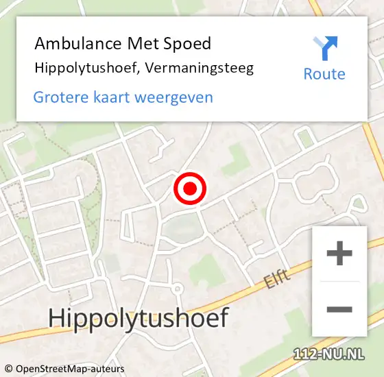 Locatie op kaart van de 112 melding: Ambulance Met Spoed Naar Hippolytushoef, Vermaningsteeg op 18 mei 2019 22:20