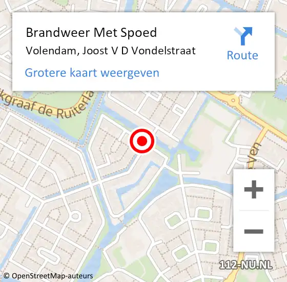 Locatie op kaart van de 112 melding: Brandweer Met Spoed Naar Volendam, Joost V D Vondelstraat op 18 mei 2019 22:24