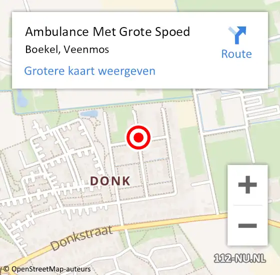 Locatie op kaart van de 112 melding: Ambulance Met Grote Spoed Naar Boekel, Veenmos op 18 mei 2019 22:53