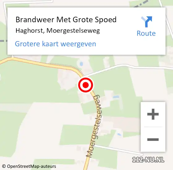 Locatie op kaart van de 112 melding: Brandweer Met Grote Spoed Naar Haghorst, Moergestelseweg op 18 mei 2019 23:22