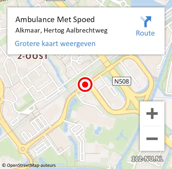 Locatie op kaart van de 112 melding: Ambulance Met Spoed Naar Alkmaar, Hertog Aalbrechtweg op 19 mei 2019 00:20