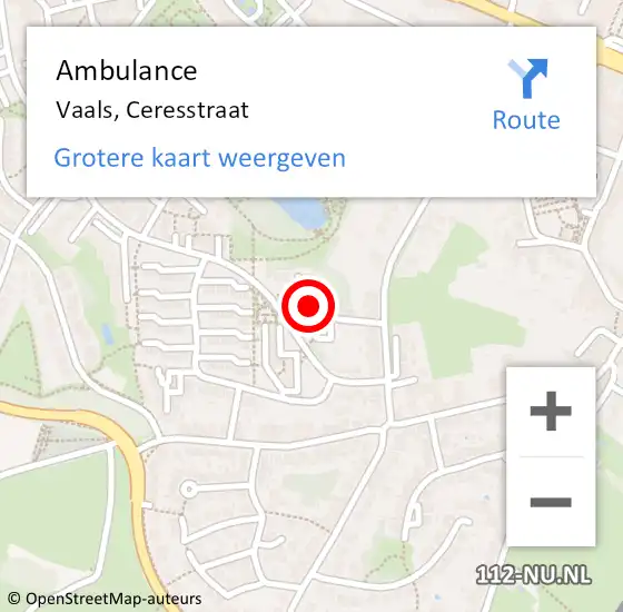 Locatie op kaart van de 112 melding: Ambulance Vaals, Ceresstraat op 1 april 2014 17:02