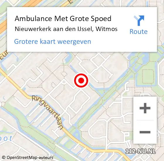 Locatie op kaart van de 112 melding: Ambulance Met Grote Spoed Naar Nieuwerkerk aan den IJssel, Witmos op 19 mei 2019 01:33