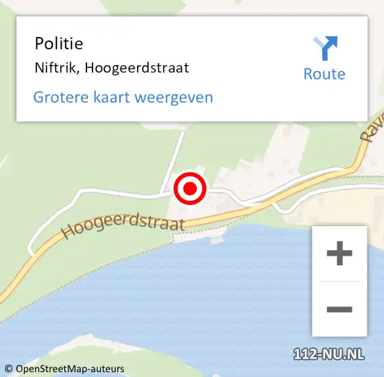 Locatie op kaart van de 112 melding: Politie Niftrik, Hoogeerdstraat op 19 mei 2019 01:36