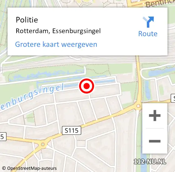 Locatie op kaart van de 112 melding: Politie Rotterdam, Essenburgsingel op 19 mei 2019 01:44