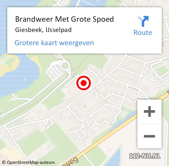 Locatie op kaart van de 112 melding: Brandweer Met Grote Spoed Naar Giesbeek, IJsselpad op 19 mei 2019 01:44