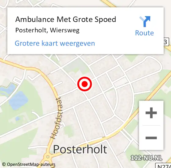 Locatie op kaart van de 112 melding: Ambulance Met Grote Spoed Naar Posterholt, Wiersweg op 19 mei 2019 06:03