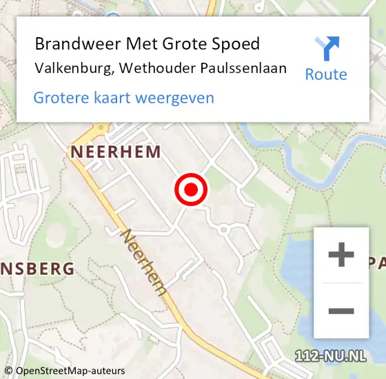 Locatie op kaart van de 112 melding: Brandweer Met Grote Spoed Naar Valkenburg, Wethouder Paulssenlaan op 19 mei 2019 06:07