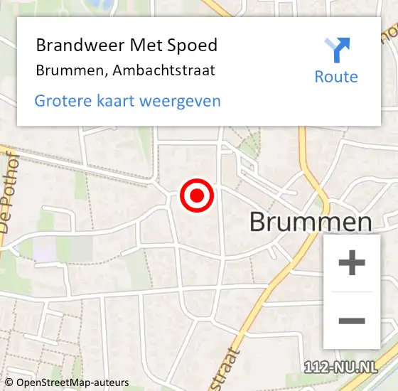 Locatie op kaart van de 112 melding: Brandweer Met Spoed Naar Brummen, Ambachtstraat op 27 september 2013 11:10