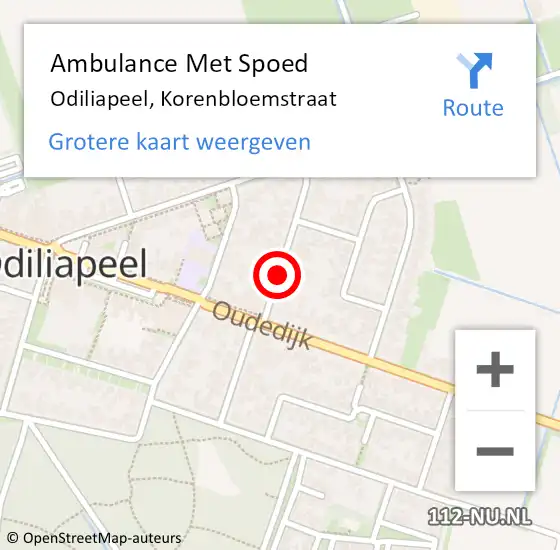 Locatie op kaart van de 112 melding: Ambulance Met Spoed Naar Odiliapeel, Korenbloemstraat op 19 mei 2019 08:20