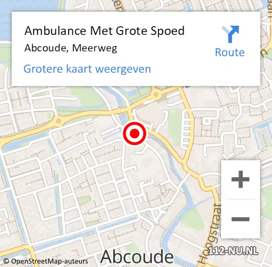 Locatie op kaart van de 112 melding: Ambulance Met Grote Spoed Naar Abcoude, Meerweg op 19 mei 2019 09:24