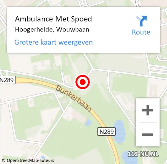 Locatie op kaart van de 112 melding: Ambulance Met Spoed Naar Hoogerheide, Wouwbaan op 19 mei 2019 10:01