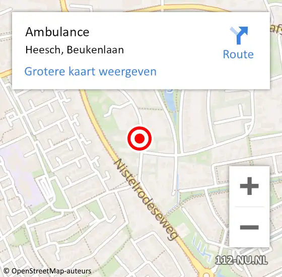 Locatie op kaart van de 112 melding: Ambulance Heesch, Beukenlaan op 19 mei 2019 10:08