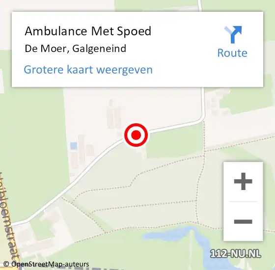 Locatie op kaart van de 112 melding: Ambulance Met Spoed Naar De Moer, Galgeneind op 19 mei 2019 10:26