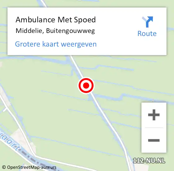 Locatie op kaart van de 112 melding: Ambulance Met Spoed Naar Middelie, Buitengouwweg op 19 mei 2019 11:02