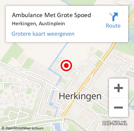 Locatie op kaart van de 112 melding: Ambulance Met Grote Spoed Naar Herkingen, Austinplein op 19 mei 2019 11:09