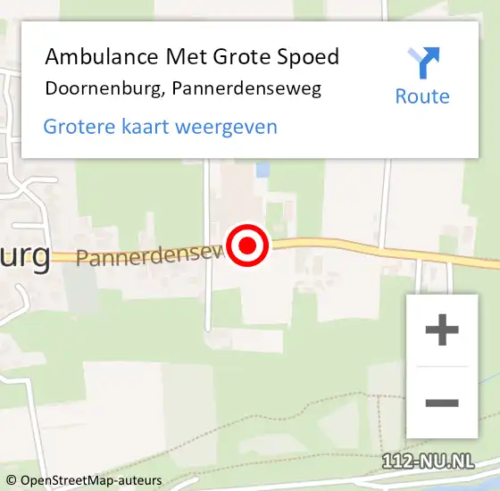 Locatie op kaart van de 112 melding: Ambulance Met Grote Spoed Naar Doornenburg, Pannerdenseweg op 19 mei 2019 12:11