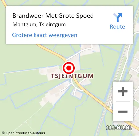 Locatie op kaart van de 112 melding: Brandweer Met Grote Spoed Naar Mantgum, Tsjeintgum op 1 april 2014 17:33