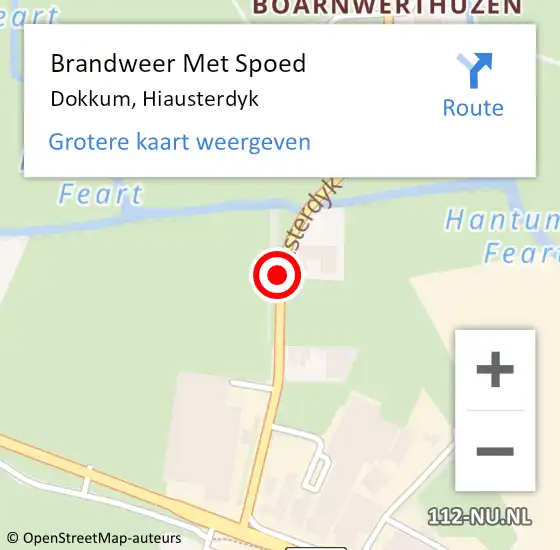 Locatie op kaart van de 112 melding: Brandweer Met Spoed Naar Dokkum, Hiausterdyk op 19 mei 2019 12:23