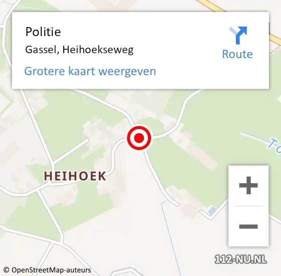 Locatie op kaart van de 112 melding: Politie Gassel, Heihoekseweg op 19 mei 2019 12:32