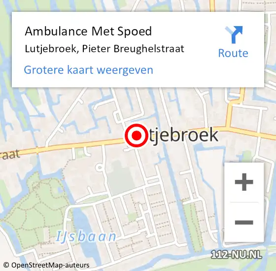 Locatie op kaart van de 112 melding: Ambulance Met Spoed Naar Lutjebroek, Pieter Breughelstraat op 1 april 2014 17:36