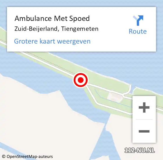 Locatie op kaart van de 112 melding: Ambulance Met Spoed Naar Zuid-Beijerland, Tiengemeten op 19 mei 2019 14:13