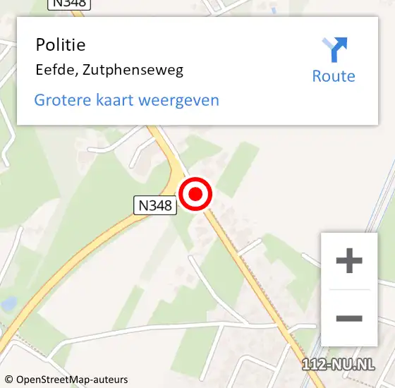 Locatie op kaart van de 112 melding: Politie Eefde, Zutphenseweg op 19 mei 2019 15:05