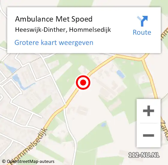 Locatie op kaart van de 112 melding: Ambulance Met Spoed Naar Heeswijk-Dinther, Hommelsedijk op 19 mei 2019 15:42