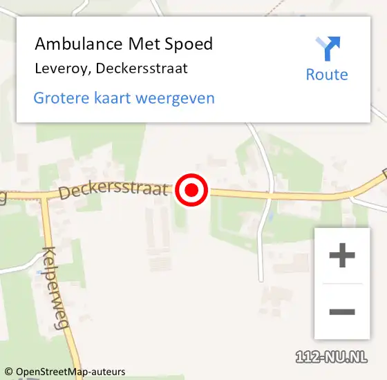 Locatie op kaart van de 112 melding: Ambulance Met Spoed Naar Leveroy, Deckersstraat op 19 mei 2019 15:44