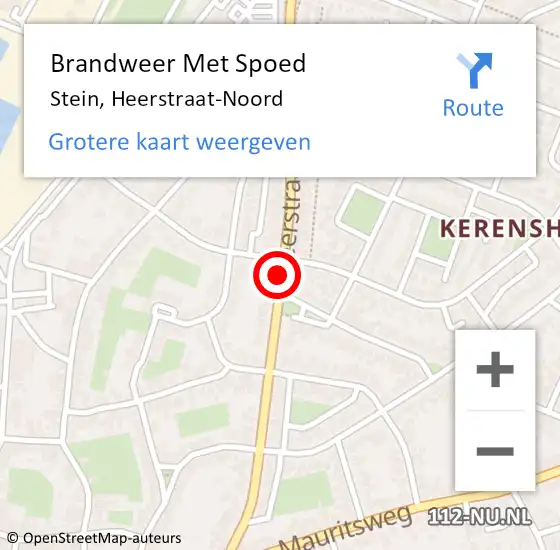 Locatie op kaart van de 112 melding: Brandweer Met Spoed Naar Stein, Heerstraat-Noord op 19 mei 2019 16:00