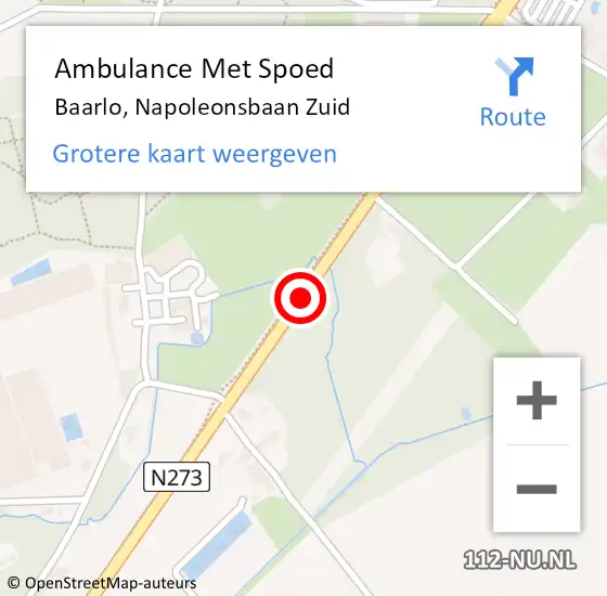 Locatie op kaart van de 112 melding: Ambulance Met Spoed Naar Baarlo, Napoleonsbaan Zuid op 19 mei 2019 16:57