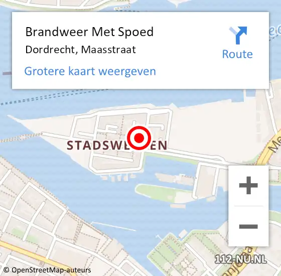 Locatie op kaart van de 112 melding: Brandweer Met Spoed Naar Dordrecht, Maasstraat op 19 mei 2019 17:04