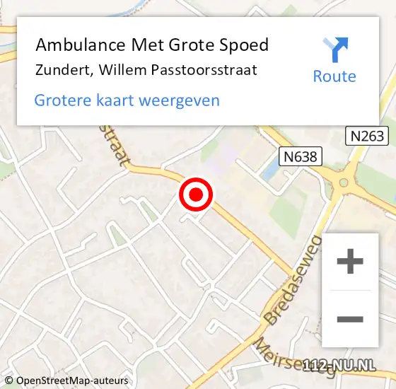 Locatie op kaart van de 112 melding: Ambulance Met Grote Spoed Naar Zundert, Willem Passtoorsstraat op 19 mei 2019 17:21