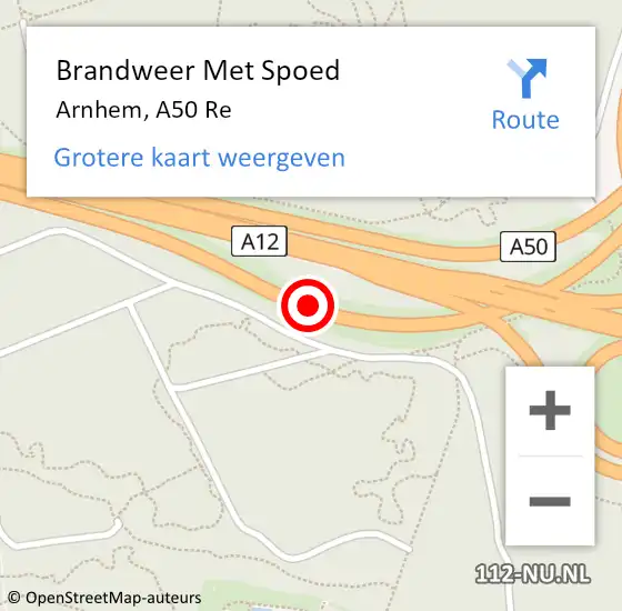 Locatie op kaart van de 112 melding: Brandweer Met Spoed Naar Arnhem, A50 Re op 19 mei 2019 17:46
